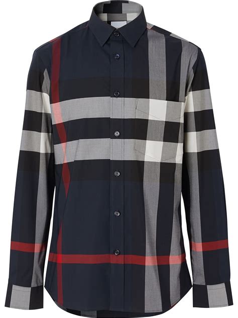 burberry check stretch cotton poplin shirt